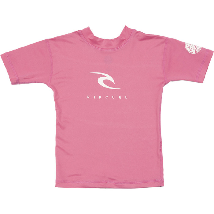 2022 Rip Curl Grom Corp Short Sleeve UV Rash Vest WLY3DO - Pink