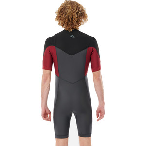 Red Rip Curl Aggrolite 2mm Chest Zip Short Sleeve Mens Surf Gear Wetsuit 