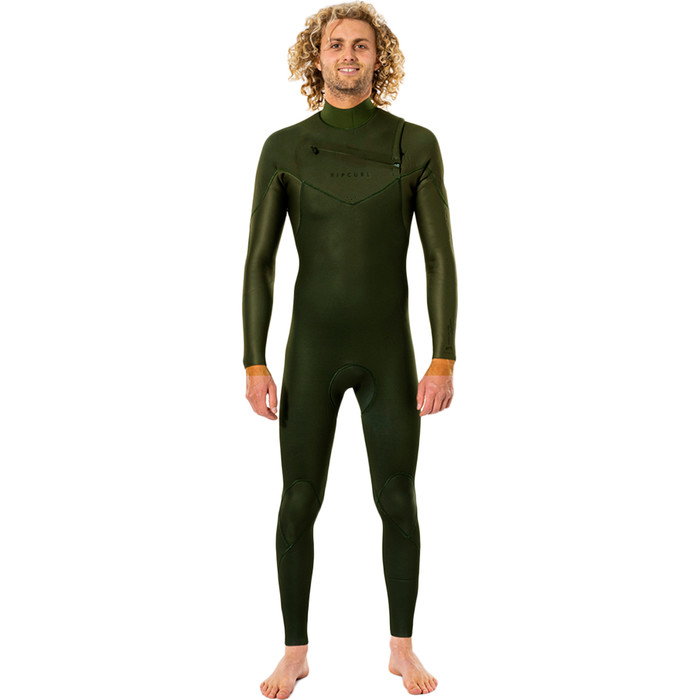 2022 Rip Curl Mens Dawn Patrol Performance Eco 3/2mm Chest Zip Wetsuit WSM9TV - Green