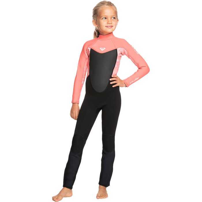 2021 Roxy Toddler Prologue 4/3mm GBS Back Zip Wetsuit ERLW103007 - Black / Coral Flame / Bright White