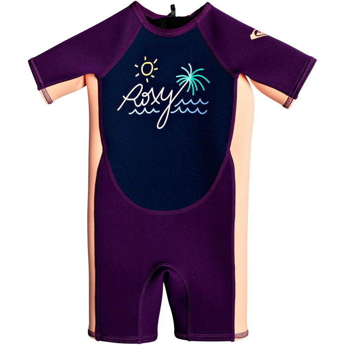 2021 Roxy Toddler Syncro 1.5mm Spring Shorty Wetsuit EROW503002 - Deep Indigo / Mulberry / Sun Glow