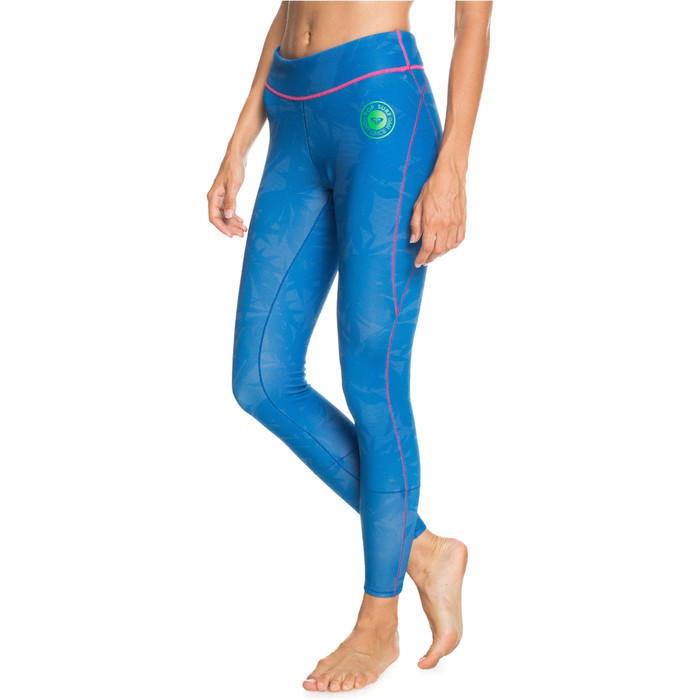 2021 Roxy Pantalon De Combinaison Femme Pop Surf Capri 1mm Erjwh03021 - Bleu Princesse / Violet Betterave