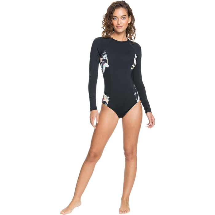 2021 Roxy Womens Printed Beach Classics Long Sleeve UV Onesie Surf Suit ERJWR03478 - Anthracite / Praslin