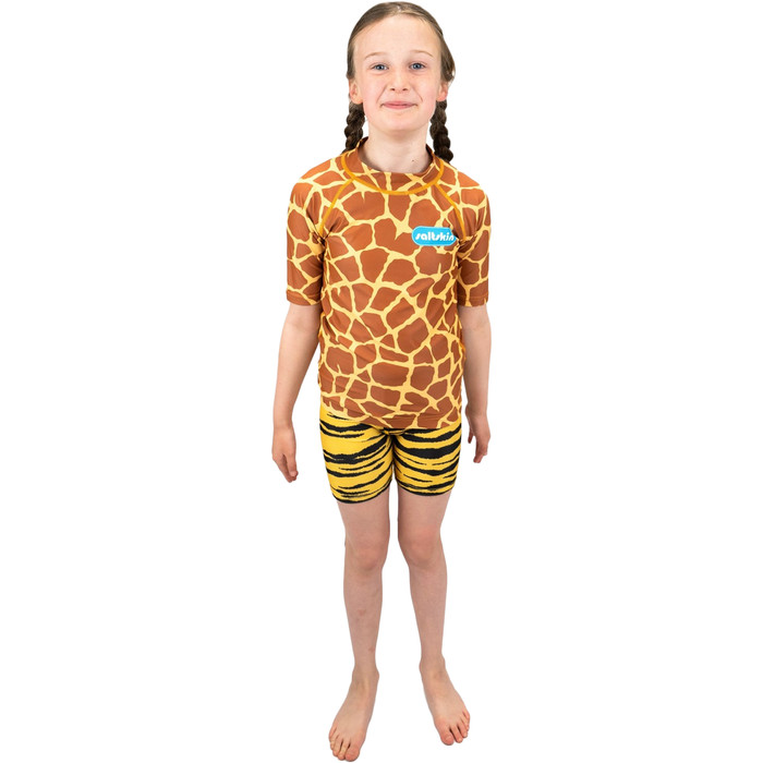 2022 Saltskin Junior Short Sleeve Rash Vest STSKNRV - Giraffe