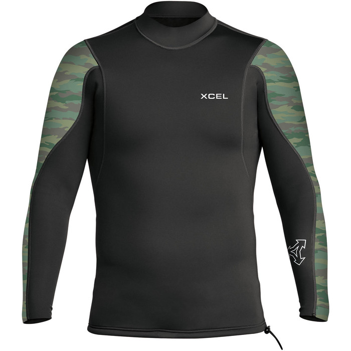 2023 Xcel Mens Axis 2/1mm Long Sleeve Wetsuit Top MN216AX0C - Black / Camo