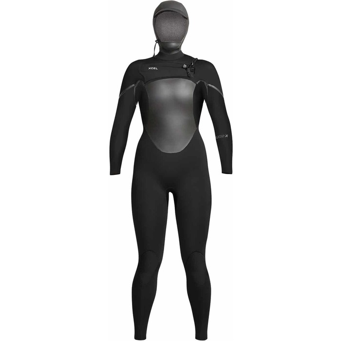 2023 Xcel Womens Axis X X2 5/4mm Chest Zip Hooded Wetsuit XW21WT54ZSH0 - Black