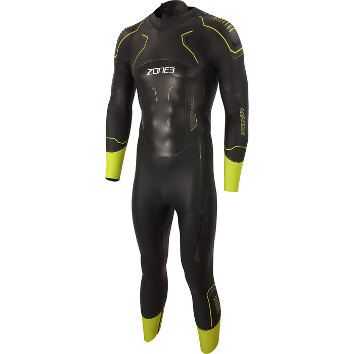 2023 Zone3 Heren Vision 5mm Swim Wetsuit WS21MVIS - Black / Lime / Gunmetal