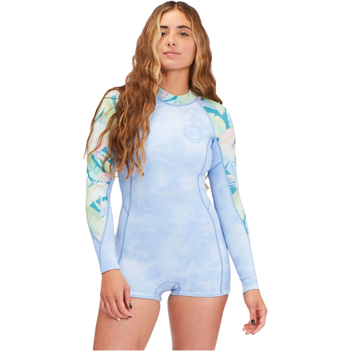 2022 Billabong Womens Spring Fever 2mm Long Sleeve Shorty Wetsuit F42F13 - Wave Wash