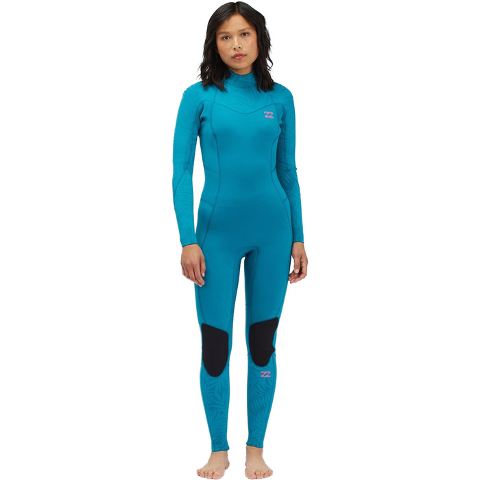 2022 Billabong Womens Synergy 3/2mm Back Zip Flatlock Wetsuit C43G53 - Blue Lagoon