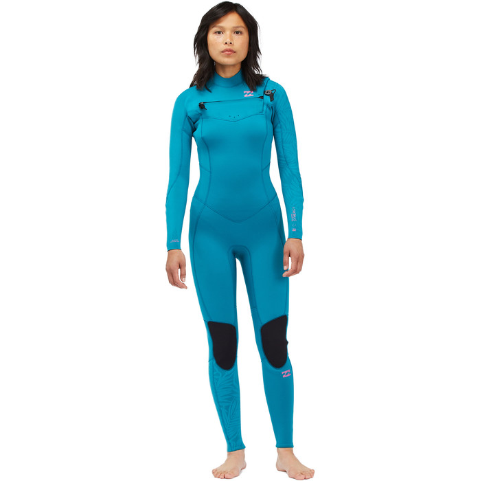2022 Billabong Womens Synergy 4/3mm Chest Zip Wetsuit C44G51 - Blue Lagoon