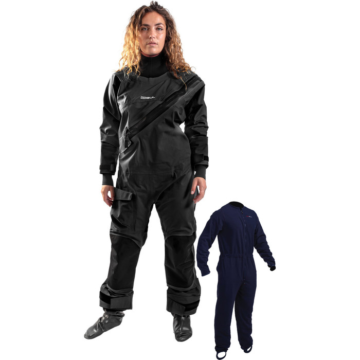 2024 Gul Frauen Dartmouth Eclip Zip Drysuit & Free Underfleece GM0383-B9 - Black