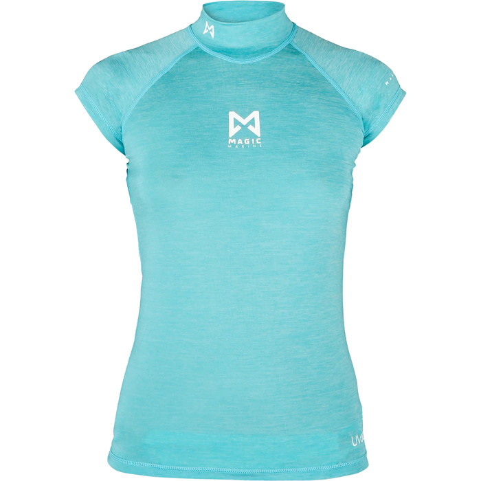 2022 Magic Marine Womens Cube Short Sleeve Rash Vest MM081012 - Blue Melee