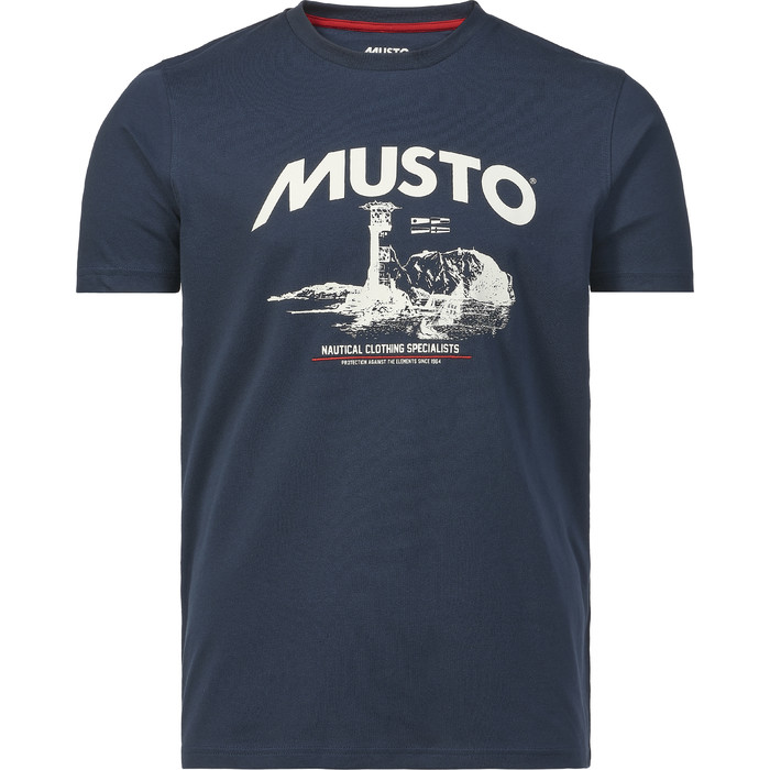 2022 Musto Herre Marina Grafisk T-shirt 82363 - Navy