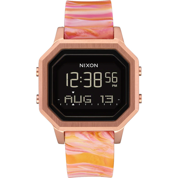 2022 Nixon Siren Reloj De Surf De Acero Inoxidable A1211 - Oro Rosa / Mrmol Rosa