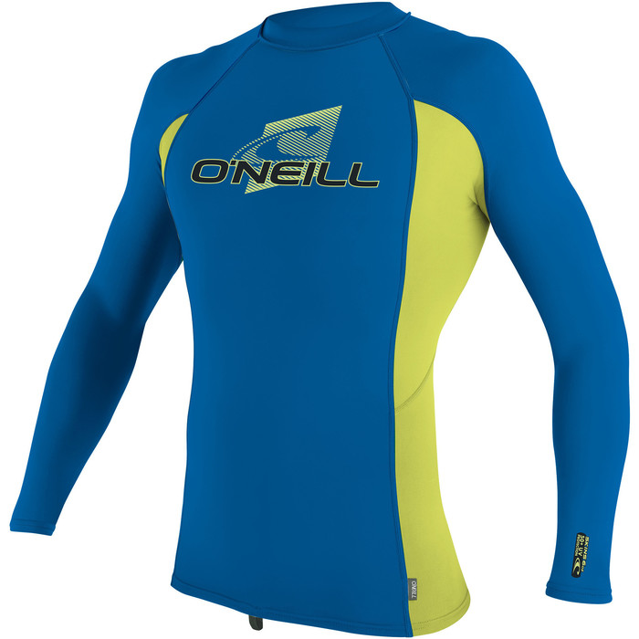 2024 O'neill Youth Premium Skins Langrmet Lycra Vest 4174 - Ocean / Elektrisk Lime