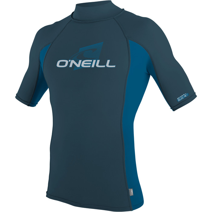 2024 O'neill Heren Premium Skins Korte Mouw Coltrui Lycra Vest 4517 - Cadet Blauw / Ultra Blauw