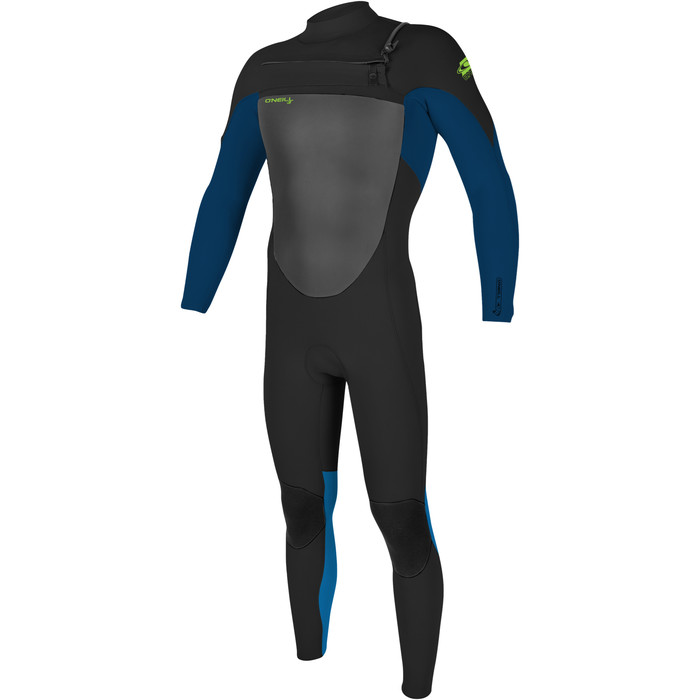 2024 O'Neill Youth Epic 4/3mm Borst Ritssluiting Gbs Wetsuit 5358 - Black / Deepsea / Baliblue