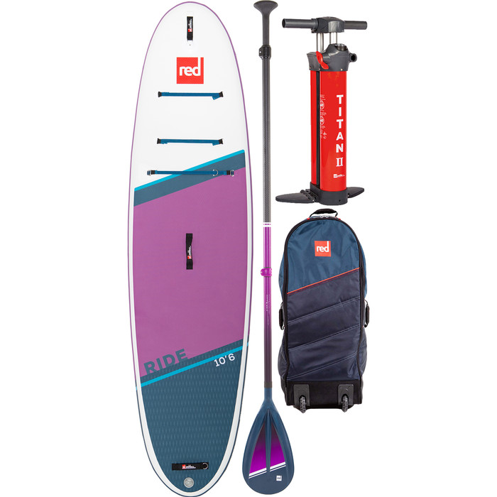 2023 Red Paddle Co 10'6 Ride Stand Up Paddle Board, Bag, Pump, Paddle & Leash - Hybrid Tough Purple Package