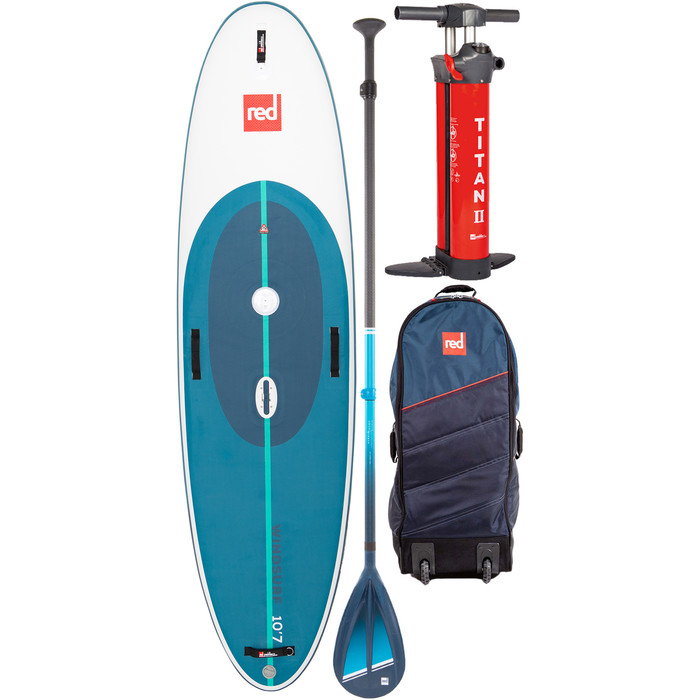 2023 Red Paddle Co 10'7 Windsurf Stand Up Paddle Board , Tasche, Pumpe, Paddel & Leine - Robustes Hybrid