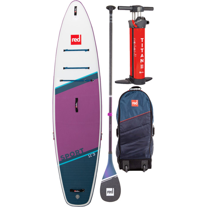 2023 Red Paddle Co 11'3 Sport Stand Up Paddle Board, Bag, Pump, Paddle & Leash - Prime Purple Package