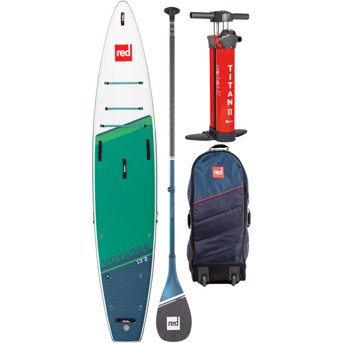 2024 Red Paddle Co 13'2 Voyager Plus Stand Up Paddle Board, Bag, Pump, Paddle & Leash - Prime Package