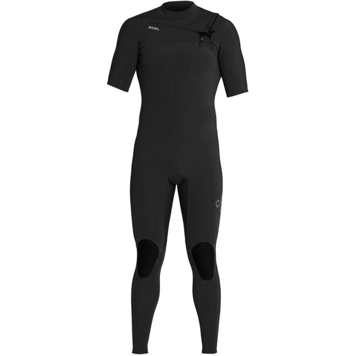 2023 Xcel Mens Comp 2mm Chest Zip Short Sleeve Wetsuit MN22ZXC0 - Black