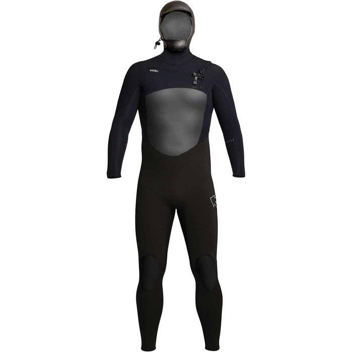 2024 Xcel Mens Infiniti 5/4mm Hooded Chest Zip Wetsuit MR54ZH20 - Black