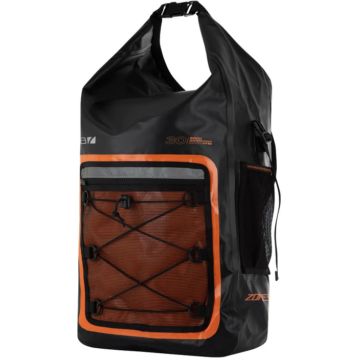 2024 Zone3 30L Open Water Dry Bag Tech Backpack SA22DBTB101 - Orange / Black