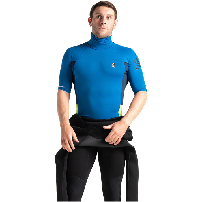 2023 C-Skins Mens Rash X Short Sleeve Rash Vest C-LYSSMT - Blue Lime - Wetsuits | Outlet