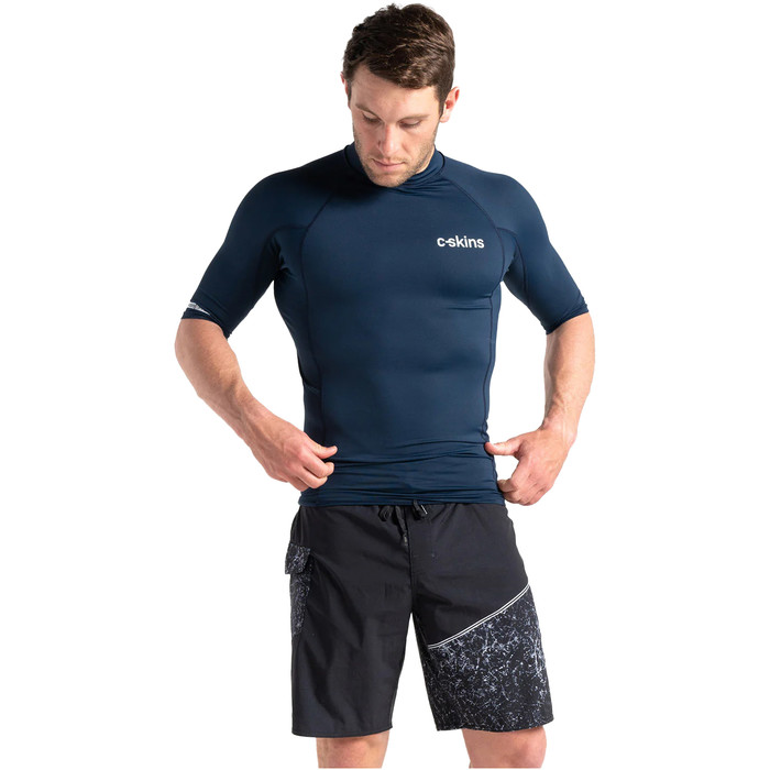 2023 C-Skins Mens UV Skins Basics Short Sleeve Rash Vest C-LYSSMC - Slate Navy