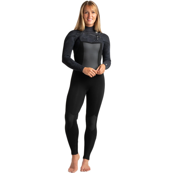 2023 C-Skins Womens ReWired 4/3mm Chest Zip Wetsuit C-RW43WCZ - Anthracite / Black X / Saffron