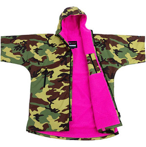 2023 Dryrobe Junior Advance Kortærmet Omklædning Robe / Poncho V3KSS - Camo / Pink
