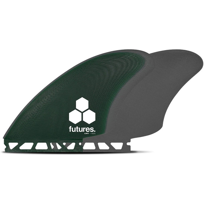 2024 Futures Channel Islands Fibreglass Keel Twin Surfboard Fins FFCITWIN - Green / Grey