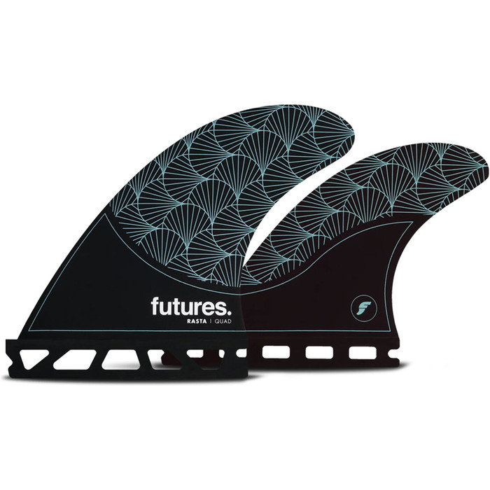 2024 Futures Rasta Honeycomb Quad Surfboard Fins FHCRASTQUAD - Black / Teal