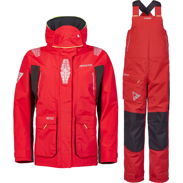 2024 Musto Frauen BR2 Offshore Sailing Jacket & Trouser 2.0 Combi Set 4054182085 - Red