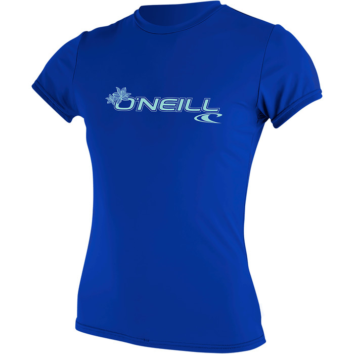 2023 O'Neill Womens Basic Skins 50+ Short Sleeve Sun Shirt 3547 - Tahitian Blue