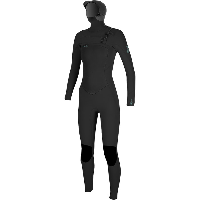 2024 O'Neill Womens Epic 6/5/4mm Chest Zip Hooded Wetsuit 5378 - Black
