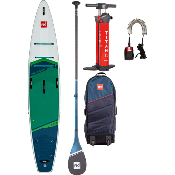2023 Red Paddle Co 13'2 Voyager Plus Stand Up Paddle Board, Tasche, Paddel, Pumpe & Leine - Prime Package