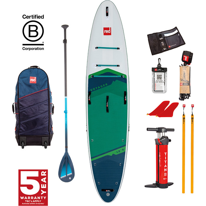 2024 Red Paddle Co 12'6'' Voyager MSL Stand Up Paddle Board, Bag, Pump, Paddle & Leash Tough Package 001-012-002-0078 - Green