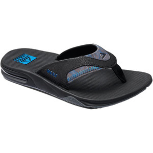 2023 Reef Mens Fanning Flip Flops CJ0393 - Black / Pool Palm