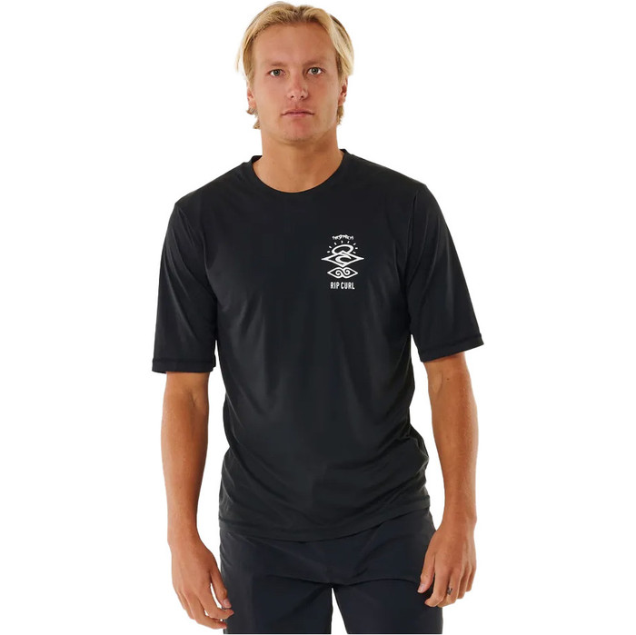 2024 Rip Curl Icons Surflite UPF Short Sleeve Rash Vest 14YMRV - Black