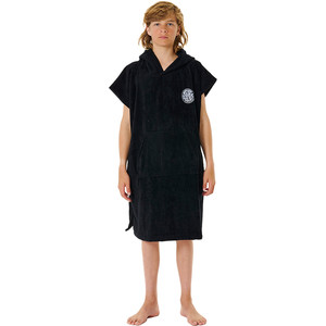 2024 Rip Curl Junior Logo Hooded Towel Changing Robe / Poncho 009BTO - Black