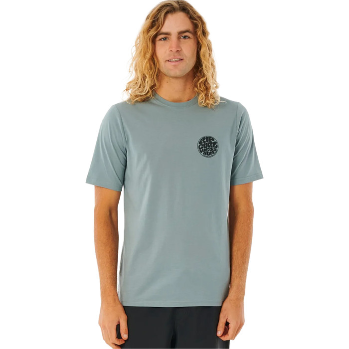 2023 Rip Curl Mens Icons Of Surf Short Sleeve Rash Vest 12FMRV - Mineral Blue
