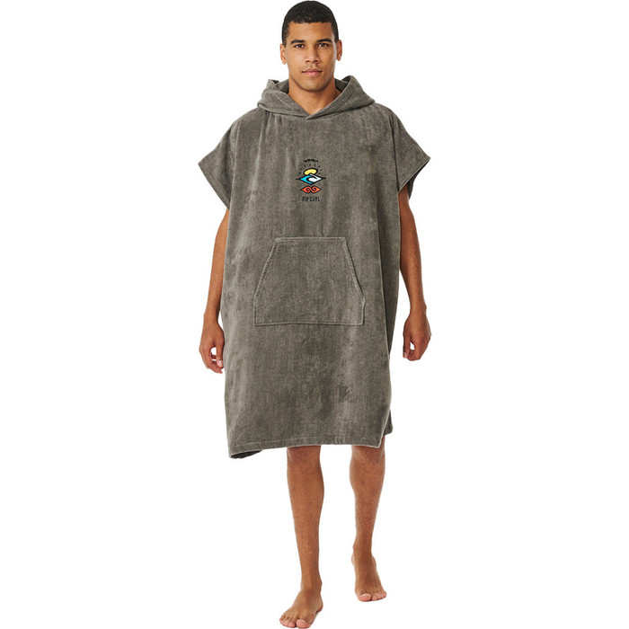 2024 Rip Curl Logo Mens Hooded Towel Changing Robe / Poncho 00GMTO - Gris
