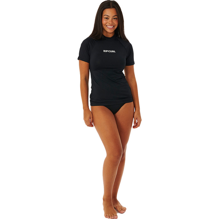 2024 Rip Curl Womens Classic Surf Short Sleeve Rash Vest 15HWRV - Black