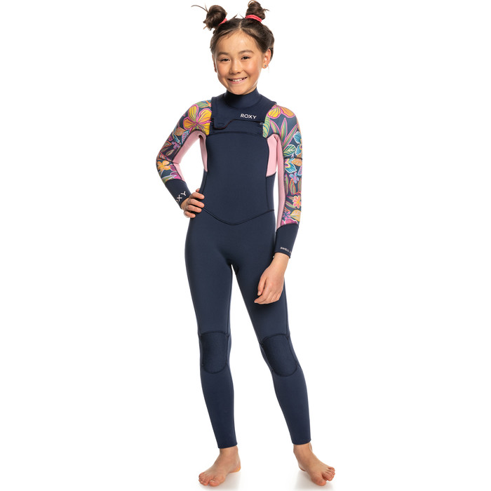 2024 Roxy Girls Swell Series 4/3mm GBS Chest Zip Wetsuit ERGW103058 - Mood Indigotrue Paradise