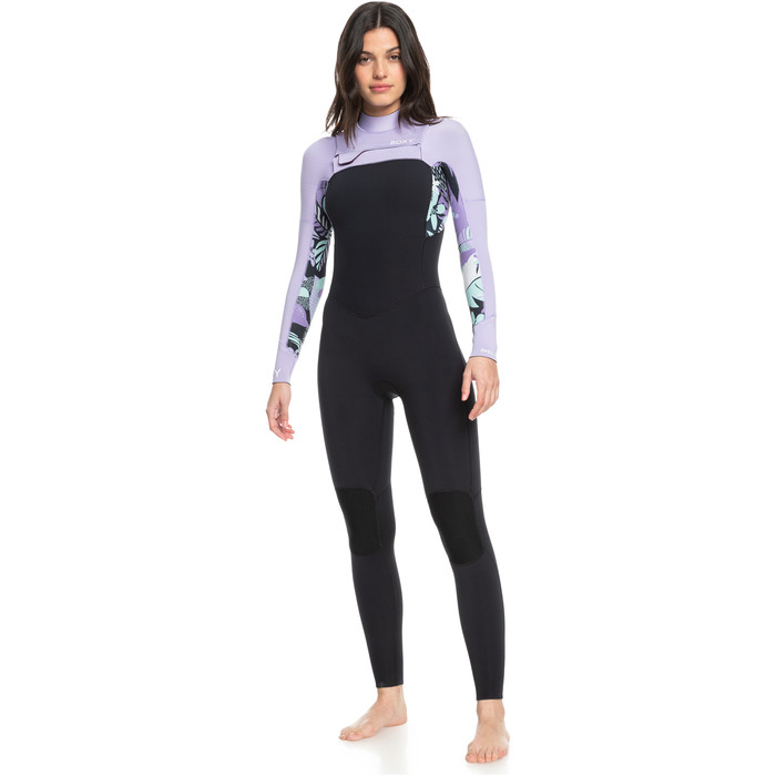 2024 Roxy Womens Swell Series 4/3mm GBS Chest Zip Wetsuit ERJW103125 - Anthracite Splash