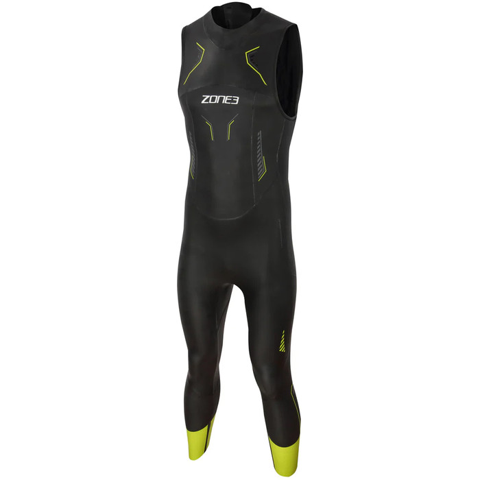 2023 Zone3 Mens Vision Back Zip Sleeveless Swim Wetsuit WS21MSLV101 - Black / Lime / Gunmetal