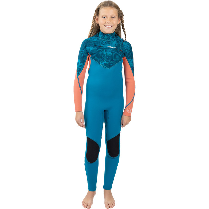 2024 Gul Junior Response Echo 3/2mm Chest Zip Wetsuit RE1329/C2 - Teal / Coral
