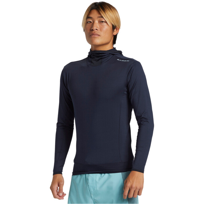 2024 Quiksilver Mens Highline Long Sleeve Hooded UPF 50 Surf T-Shirt AQYWR03145 - Herre Dark Navy
